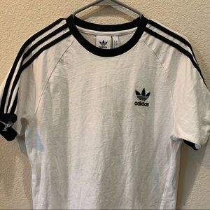 Adidas white and black t shirt